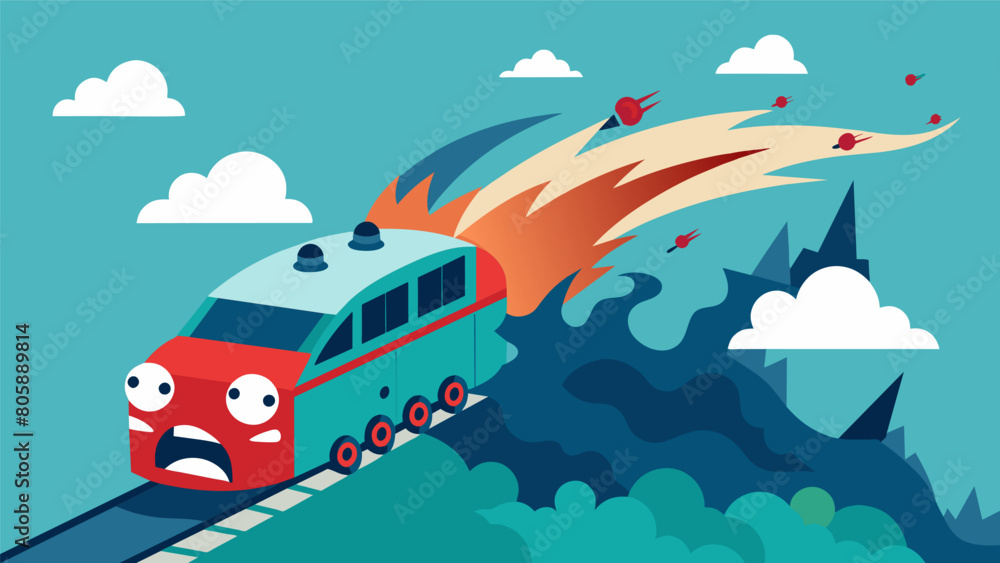 Obraz premium The Anxiety Engine seemed to have a mind of its own occasionally veering off track or lurching unexpectedly causing even more panic a its passengers..