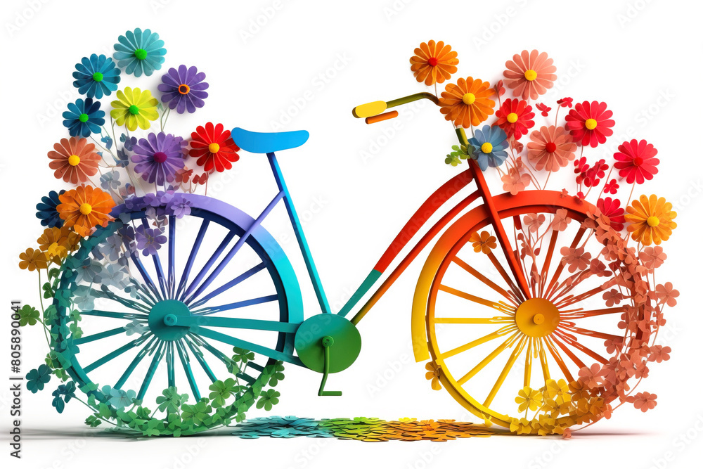 World Bicycle Day concept in colors on white background, isolate. AI generated.