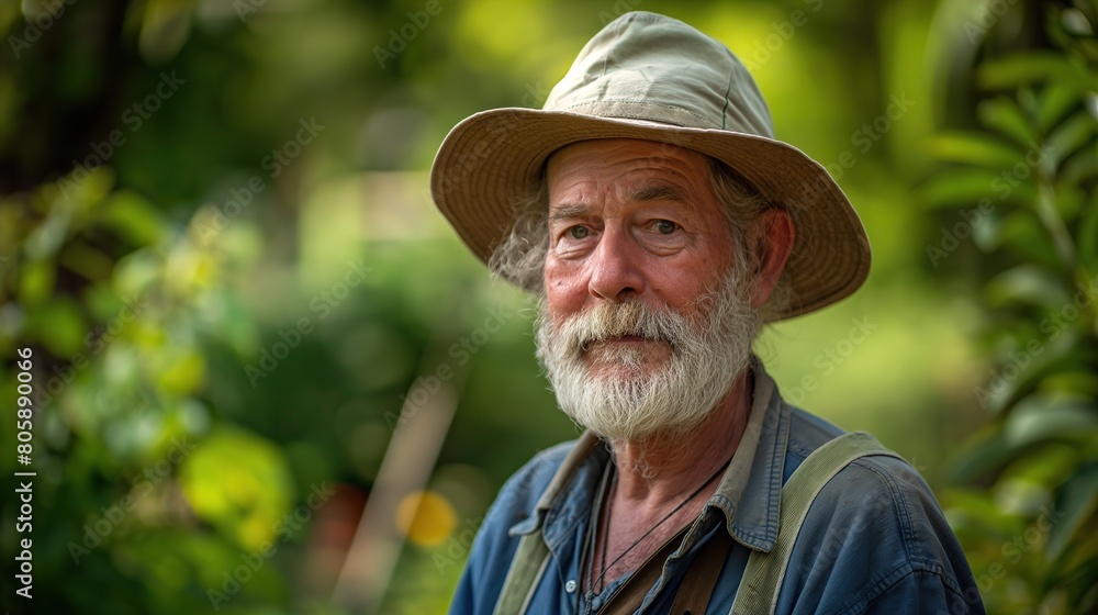 Fototapeta premium portrait of a senior man in his garden