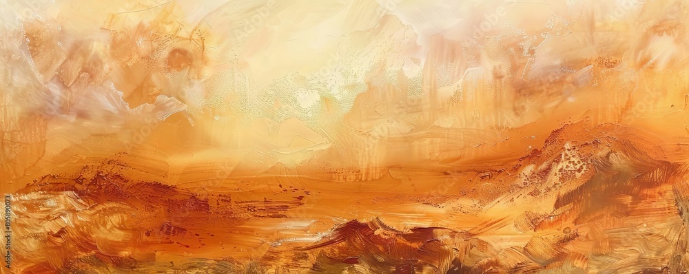 Broad, abstract strokes in warm earth tones that form the impression of a desert landscape Broad, abstract strokes in warm earth tones that form the impression of a desert landscape