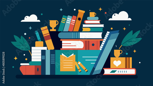 Each month the Secondhand Book Club dives into a different literary treasure found a the shelves of thrift stores and flea markets.. Vector illustration