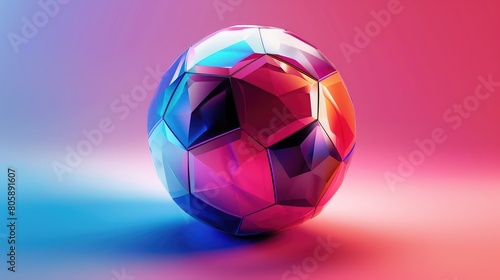 Football ball graphic design illustration. Qatar cup stylish background gradient Soccer Ball with Spiral Particles of Motion Glowing rotating ball  under orange light.   