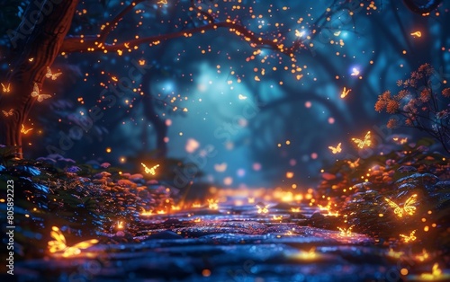 Glowing fireflies create a mesmerizing spectacle as they dance in the night.