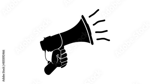 Hand Holds A Loudspeaker, black isolate silhouette