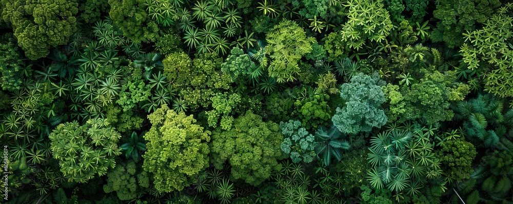 Naklejka premium Delicate, interwoven lines representing the dense canopy of a rainforest from above