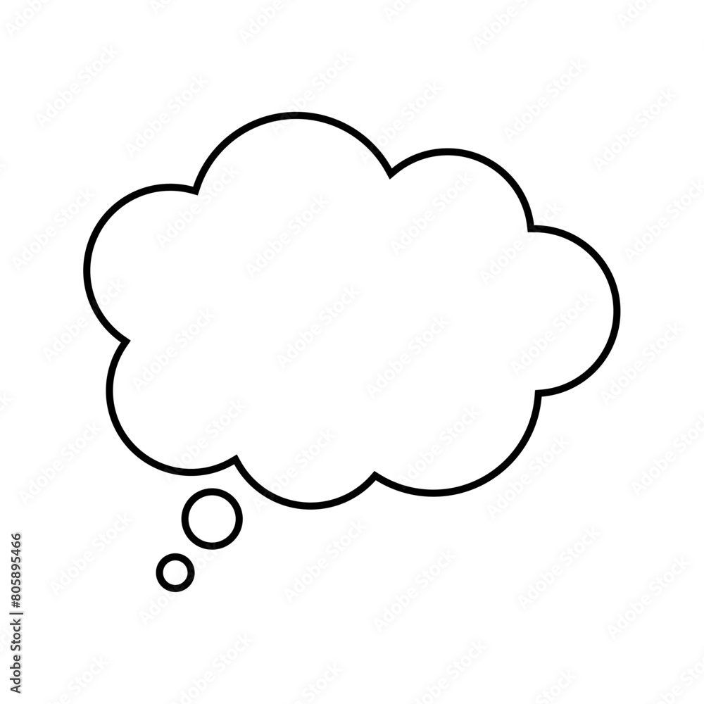 Thought bubble line icon. Speech or think bubble, empty communication cloud. Set of design elements. Thought bubble line icon. Speech or think bubble, empty communication cloud. Set of design elements.