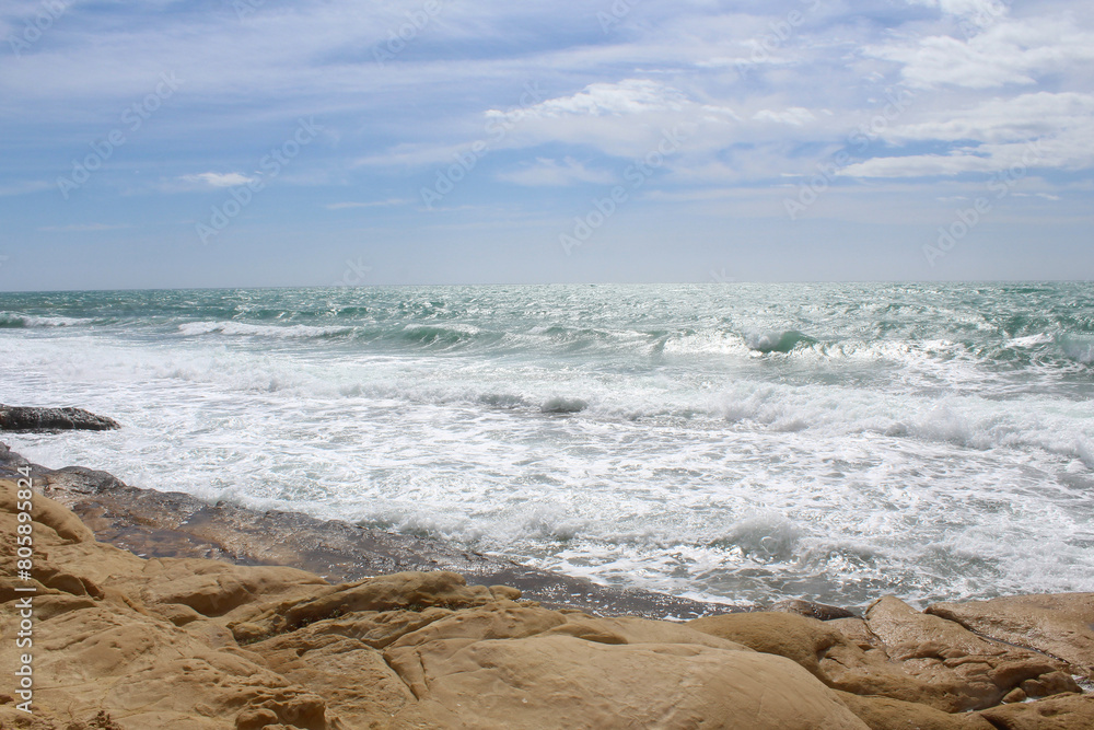 beautiful view of seashore,waves on the beach, travel beautiful view of seashore,waves on the beach, travel