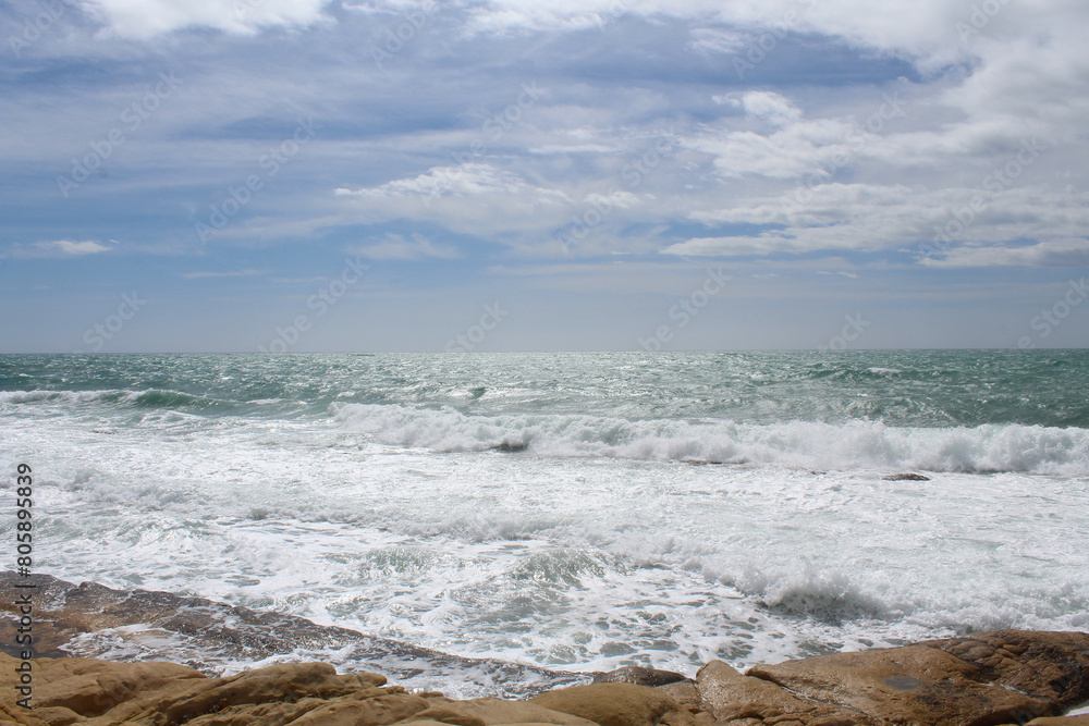 beautiful view of seashore,waves on the beach, travel beautiful view of seashore,waves on the beach, travel