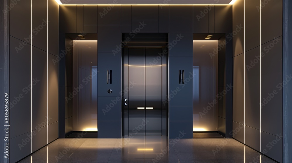 Sleek entrance with a door that plays soft ambient music upon entry