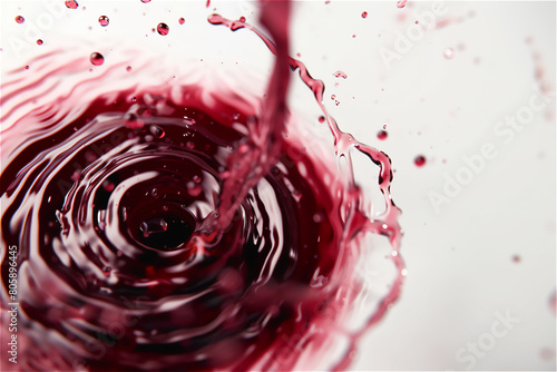 a stream of wine forms into a spiral with a few rounds pouring top view