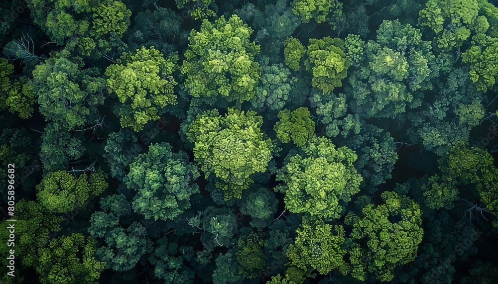 Naklejka premium Layers of abstract tree patterns resembling a dense forest canopy viewed from above