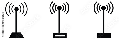 Antenna tower icons. Telecommunication tower with antennas. Vector illustration. Eps 10.