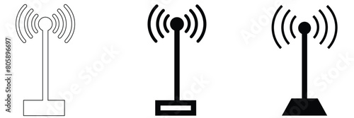 Antenna tower icons. Telecommunication tower with antennas. Vector illustration. Eps 10.