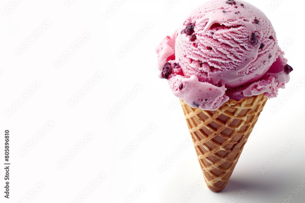 Single Scoop of Strawberry Ice Cream in a Waffle Cone Single Scoop of Strawberry Ice Cream in a Waffle Cone