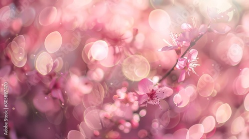Light pink bokeh circles, like cherry blossoms in a soft spring breeze © Preyanuch
