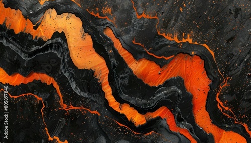 Meandering lines inspired by the flow of lava streams from volcanoes