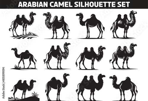 Arabian Camel Silhouette Vector Illustration Set