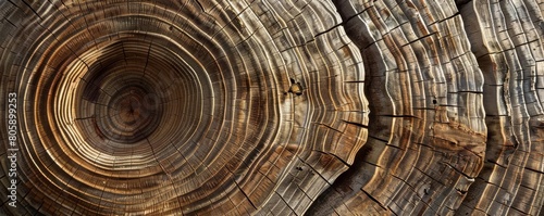 Radiating lines and curves similar to the growth rings of ancient trees photo