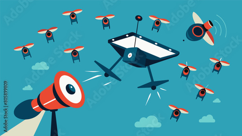 The panicspreading drone released a swarm of tiny drones each carrying a small speaker that blared out a message of imminent danger and destruction.