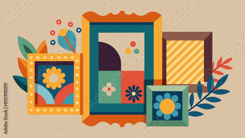 Discover the art of decoupage and give new life to old picture frames by adding colorful patterned paper.. Vector illustration