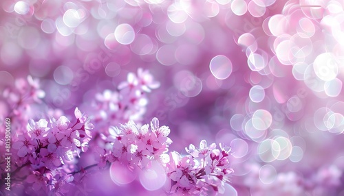 Soft lilac bokeh lights merging with white circles, like petals floating on a breeze