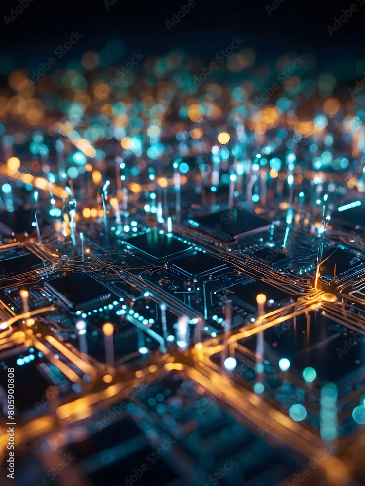 Illuminated circuitry sprawled across a digital canvas, depicting the intricate network of quantum connections powering global intelligence and technological advancement.