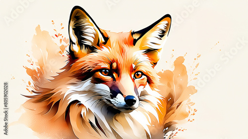 Vibrant digital art illustration of a red fox with a stylized, splash-effect background, ideal for wildlife themes and artistic content