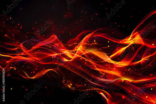 Dynamic neon creation with glowing red and orange elements. A vibrant display on black background.