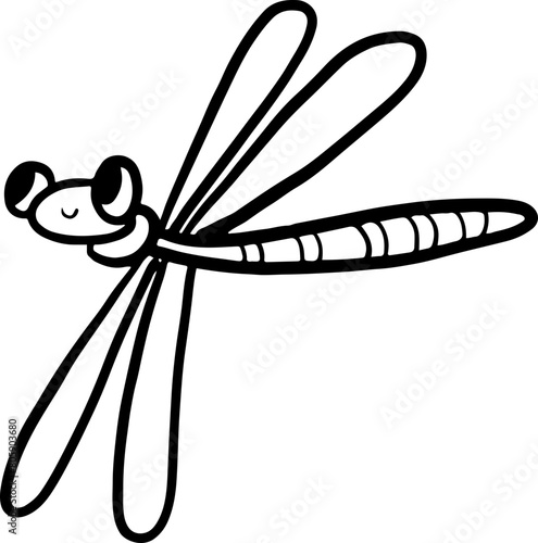 coloring sketch cute dragonfly cartoon spring  
