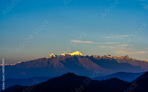 sunset  over the mount Langtang range in Nepal. photo