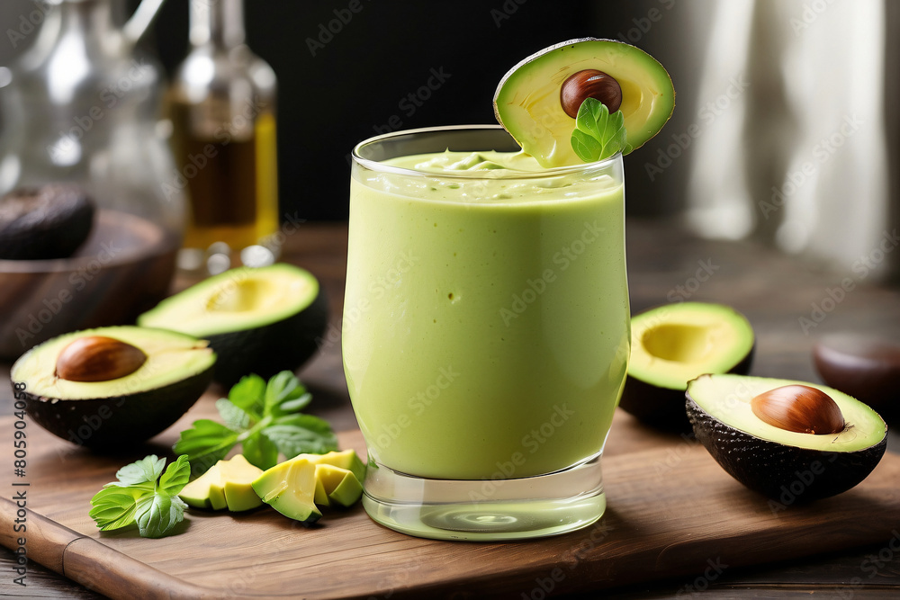 iced avocado fruit juice in a glass cup iced avocado fruit juice in a glass cup