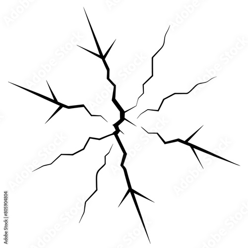 Crack icon line black color vector art illustration  solid white background  15 