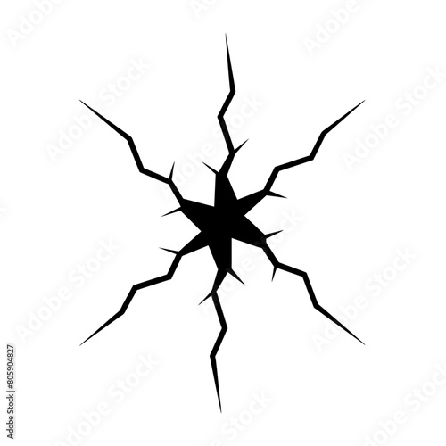 Crack icon line black color vector art illustration, solid white background (13)