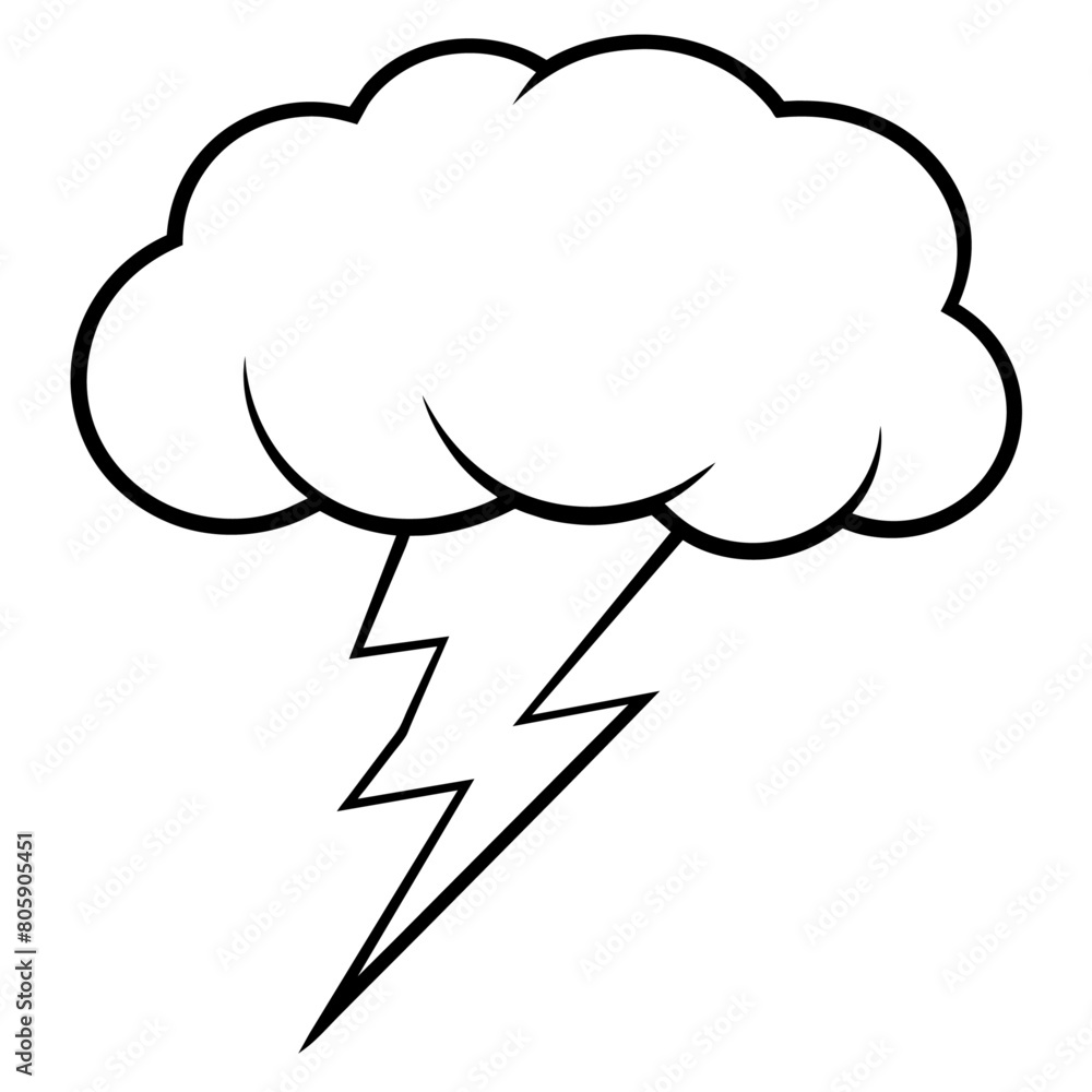 Thunderstorm line black color vector art illustration (7)