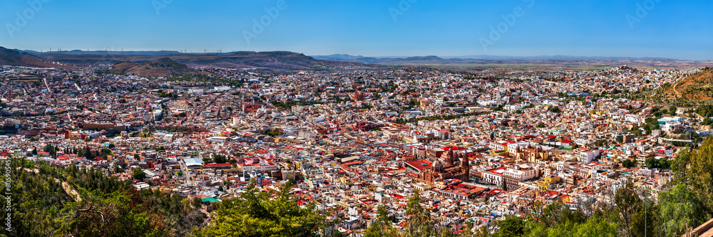 Skyline of Zacatecas old town, UNESCO word heritage site in Mexico