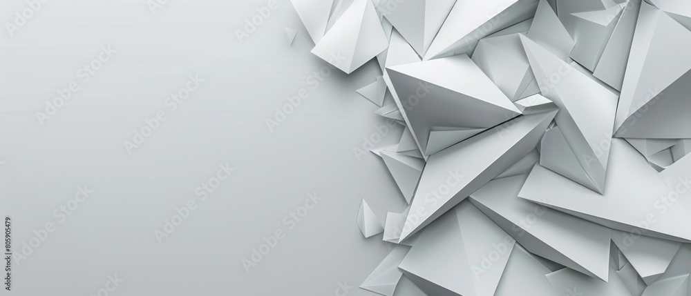 Abstract geometric white triangular shapes on light gray background. Abstract geometric white triangular shapes on light gray background.