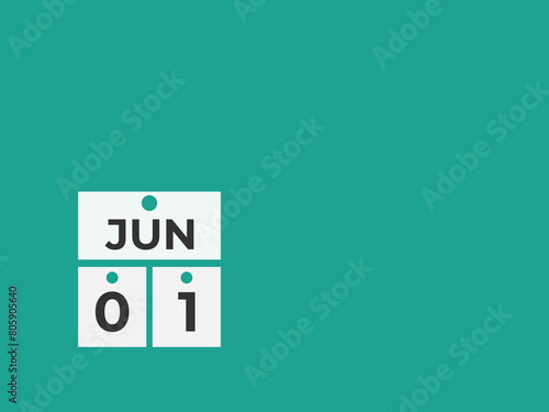 June 1 calendar reminder. 1 June daily calendar icon template. Calendar 1 June icon Design template. Vector illustration
