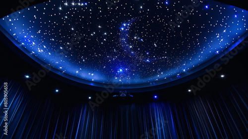 Deep navy ceiling adorned with fiber optic stars, perfect for creating a cinematic experience.