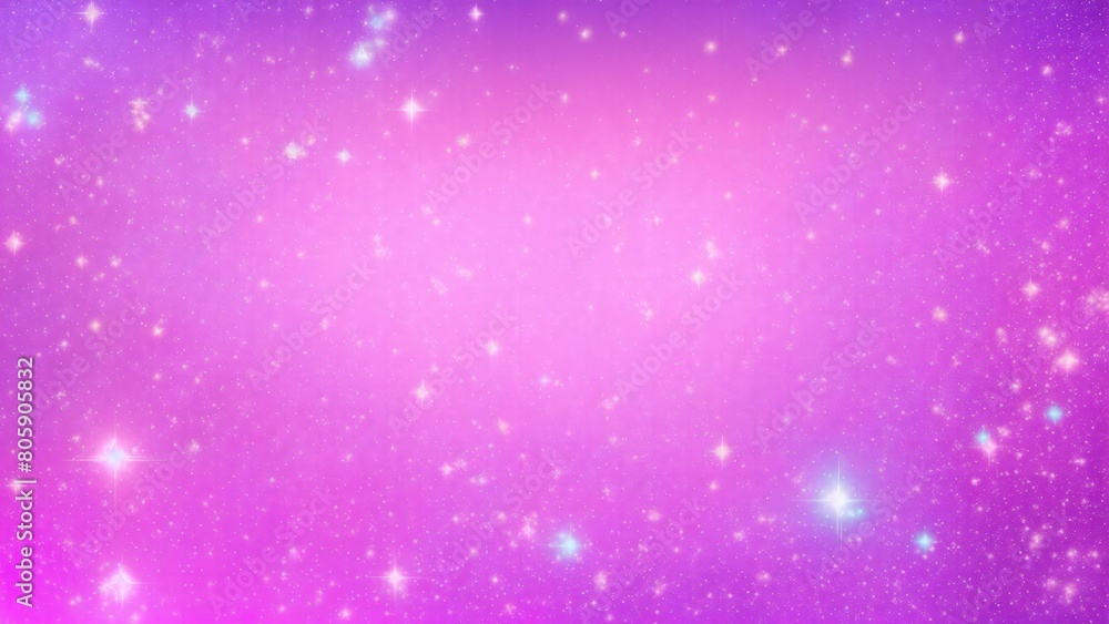 Glittering Pink, Blue and Purple gradient background with hologram effect and magic lights. fantasy backdrop with fairy sparkles, gold stars, and festive blurs