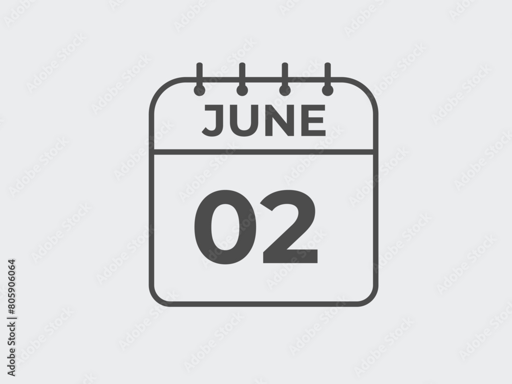 June 2 calendar reminder. 2 June daily calendar icon template. Calendar 2 June icon Design template. Vector illustration
June 2 calendar reminder. 2 June daily calendar icon template. Calendar 2 June icon Design template. Vector illustration