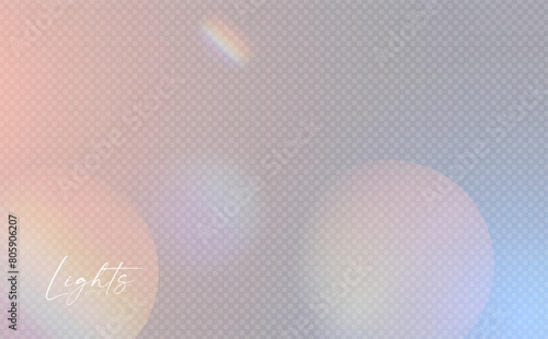 Rainbow sunshine and bokeh light effect. Dispersion of beam. Sun light effect for immersion in atmosphere.