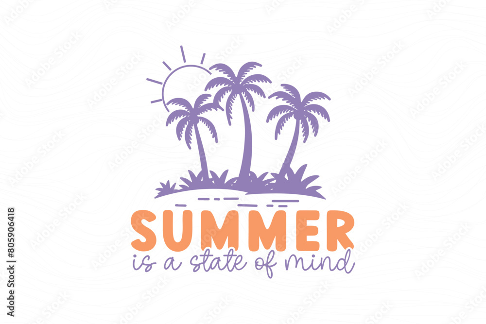 Boho Retro Summer Beach SVG T shirt design, Summer is a state of mind