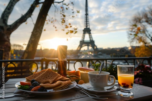 Breakfast with Eiffel Tower view 