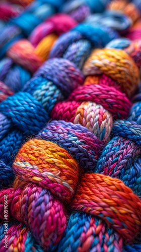 The detailed pattern of threads tied together in layers.