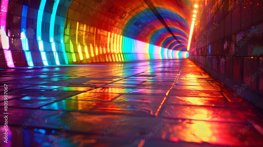 Vibrant Light Tunnel with Rainbow Colors Vibrant Light Tunnel with Rainbow Colors