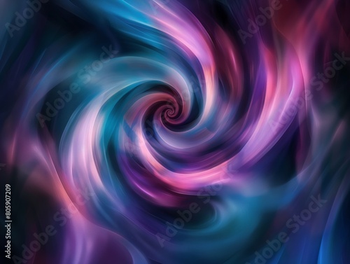 Fluid abstract swirls in a mesmerizing pattern of blues and pinks. © cherezoff