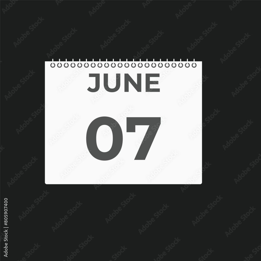 June 7 calendar reminder. 7 June daily calendar icon template. Calendar 7 June icon Design template. Vector illustration
June 7 calendar reminder. 7 June daily calendar icon template. Calendar 7 June icon Design template. Vector illustration