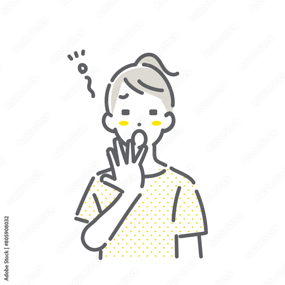 月経前症候群症状　PMS　シンプルでお洒落な線画イラスト