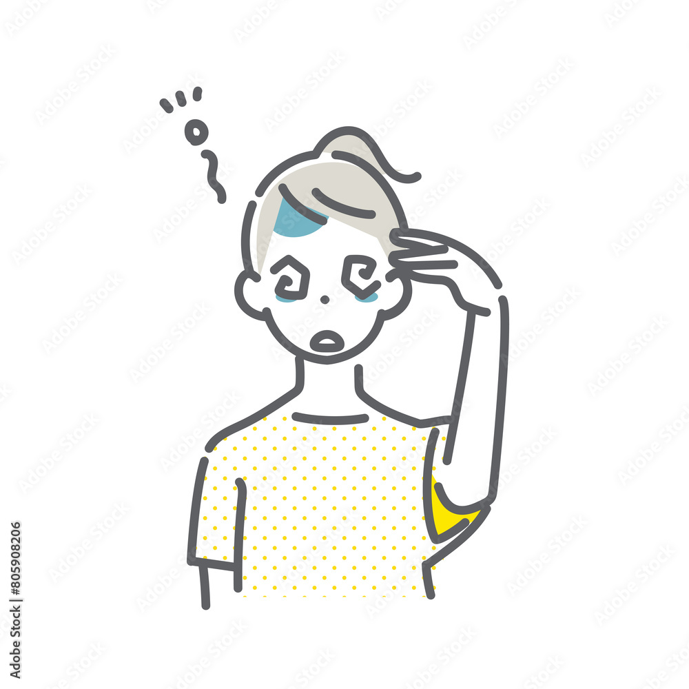 月経前症候群症状　PMS　シンプルでお洒落な線画イラスト