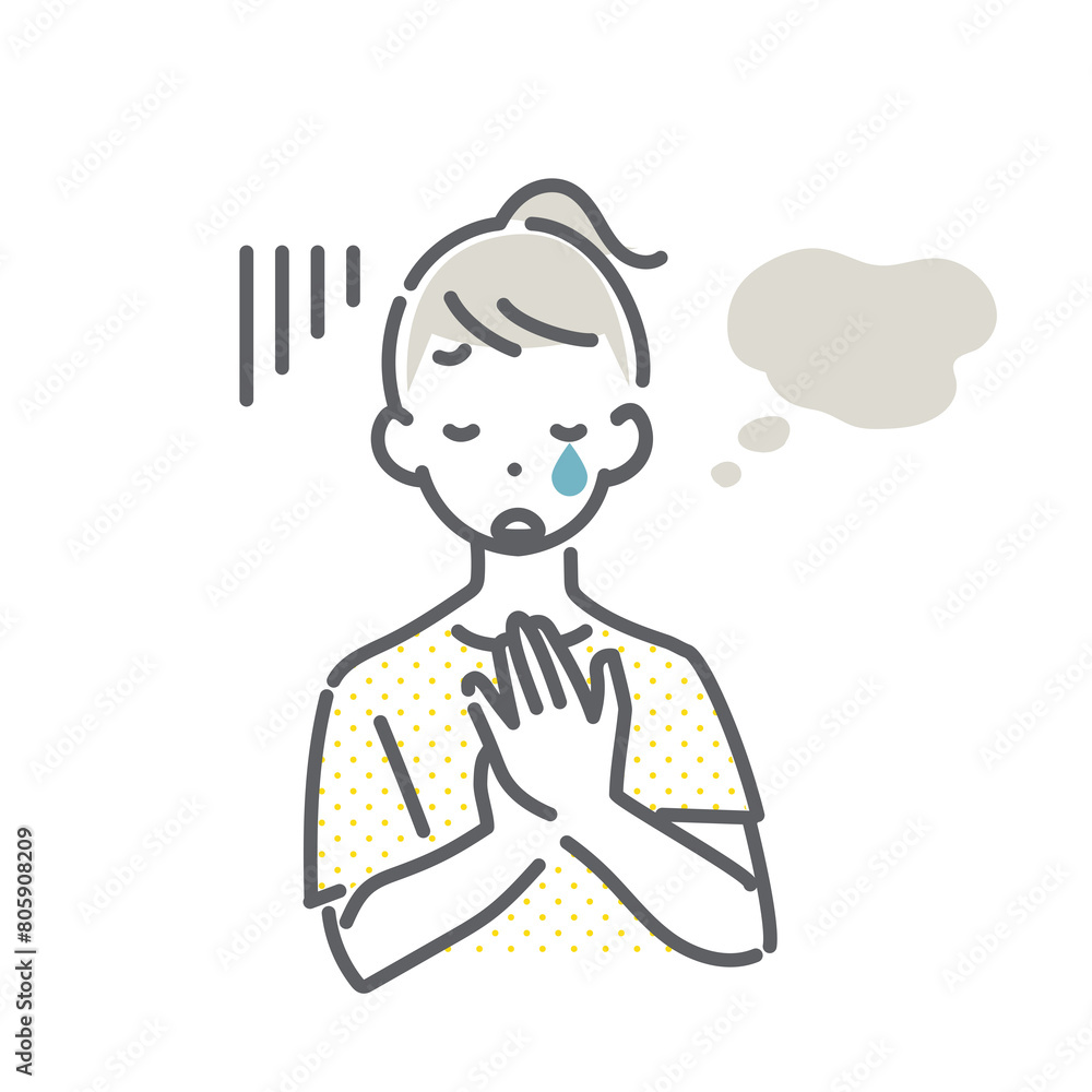 月経前症候群症状　PMS　シンプルでお洒落な線画イラスト